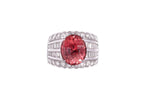 A PINK TOURMALINE AND DIAMOND RING