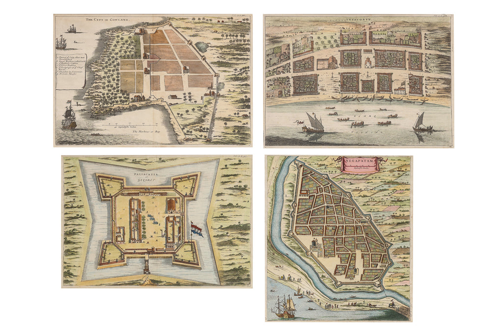 A GROUP OF FOUR ENGRAVINGS OF INDIAN TOWNS AND FORTS, JOHAN NIEUHOFF, 1732