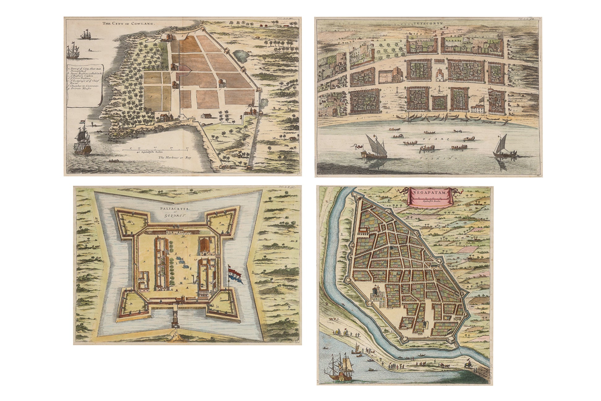 A GROUP OF FOUR ENGRAVINGS OF INDIAN TOWNS AND FORTS, JOHAN NIEUHOFF, 1732