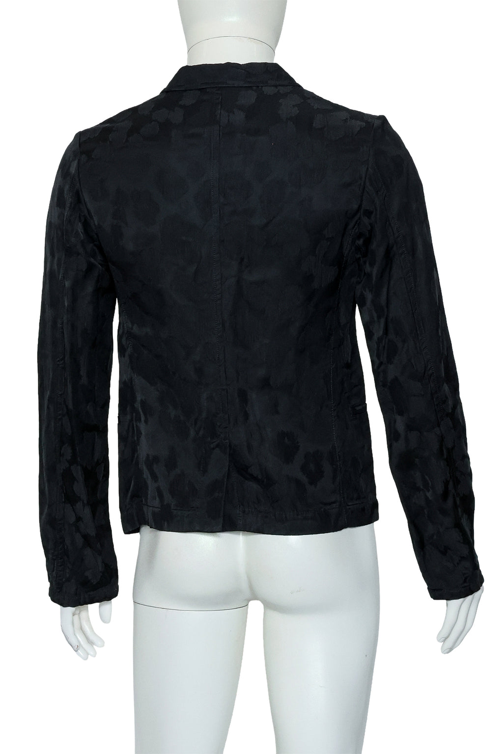 ANN DEMEULEMEESTER - A BLACK FLORAL JACQUARD BLAZER