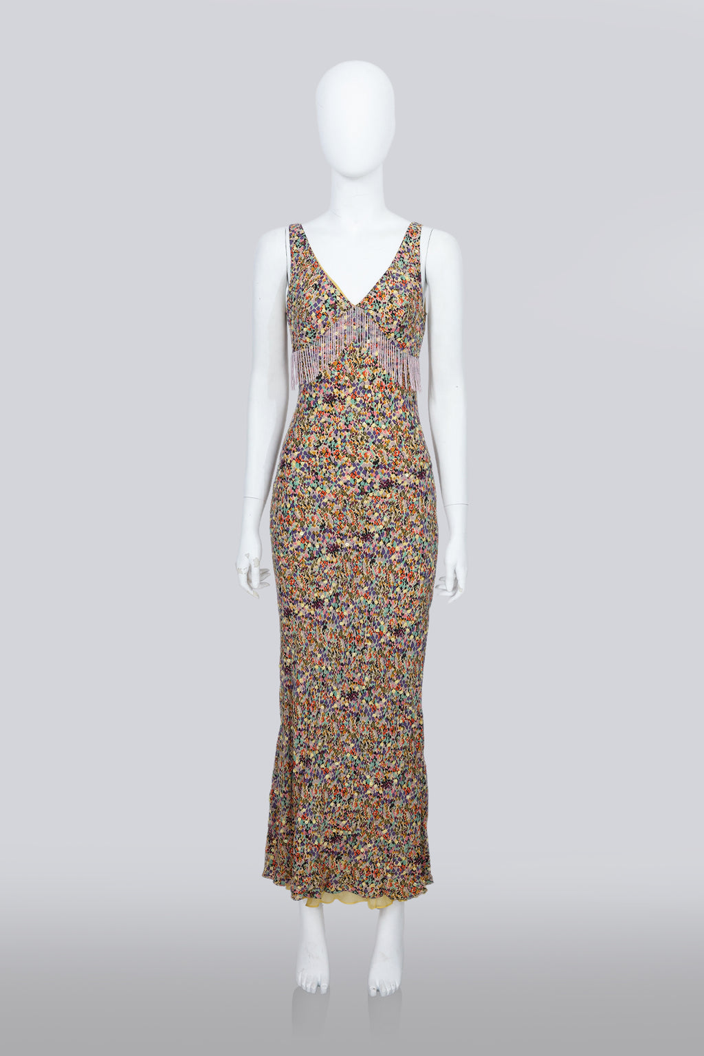 CATHERINE MALANDRINO - A MULTICOLORED MAXI DRESS WITH BEADS