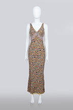 CATHERINE MALANDRINO - A MULTICOLORED MAXI DRESS WITH BEADS