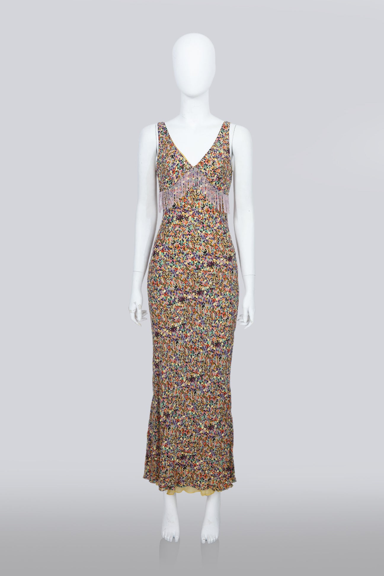 CATHERINE MALANDRINO - A MULTICOLORED MAXI DRESS WITH BEADS