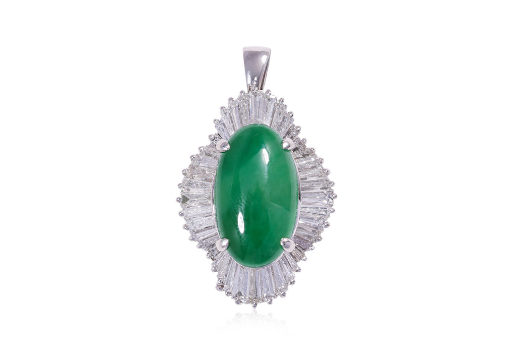 A TYPE A JADEITE AND DIAMOND PENDANT