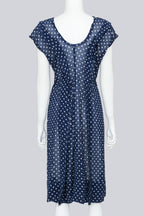 COMME DES GARÇONS - A SHEER NAVY BLUE POLKA DOT RUFFLED DRESS