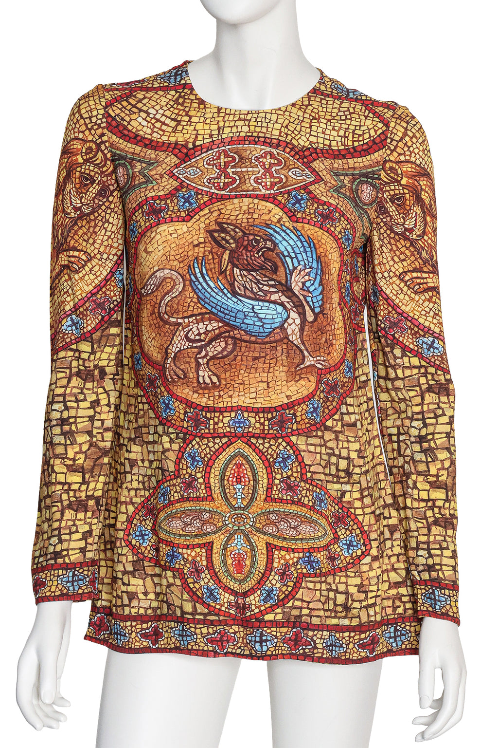 DOLCE & GABBANA - A MOSAIC GRIFFIN PRINT LONG SLEEVE BLOUSE, F/W 2013