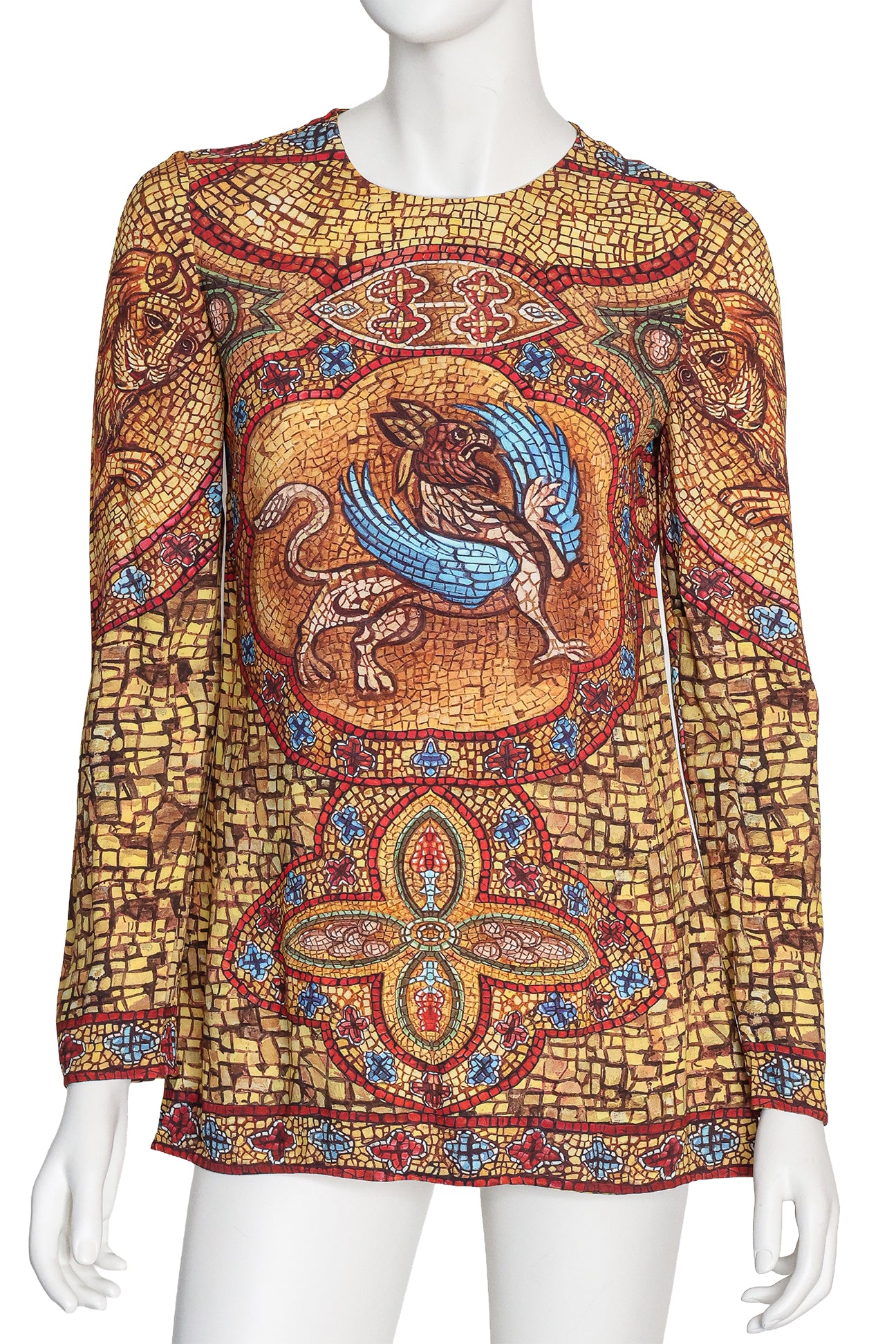 DOLCE & GABBANA - A MOSAIC GRIFFIN PRINT LONG SLEEVE BLOUSE, F/W 2013