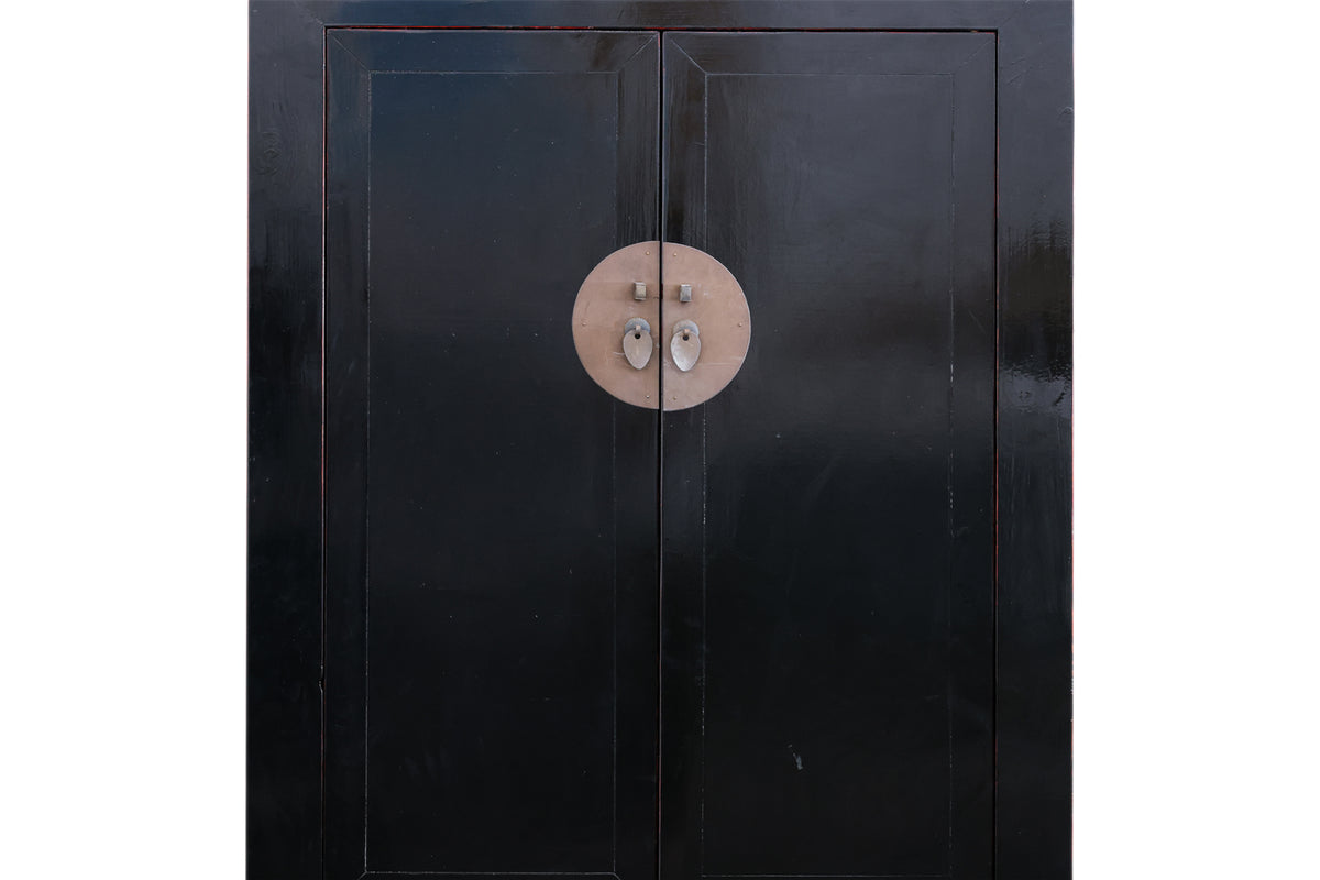 A CHINESE BLACK LACQUER WEDDING CABINET