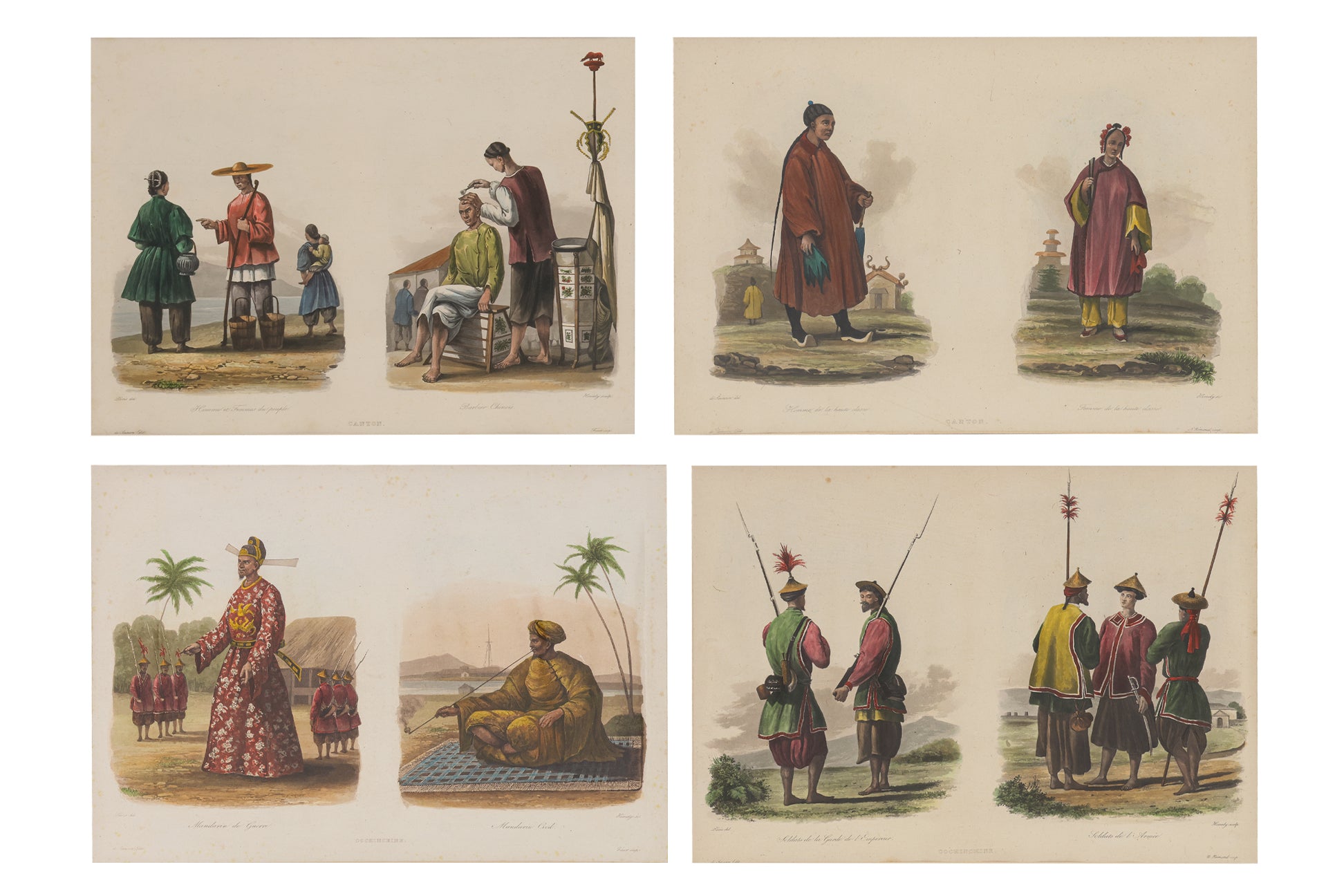 A GROUP OF THREE CHINESE ETHNOGRAPHIC AQUATINTS, ARTHUS BERTRAND AFTER EDMOND-FRANCOIS PARIS,C.1835
