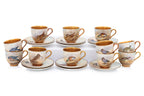 A HARLEQUIN SET OF ELEVEN ROYAL WORCESTER 'GAME BIRDS' PORCELAIN COFFEE CUPS AND SAUCERS (11)