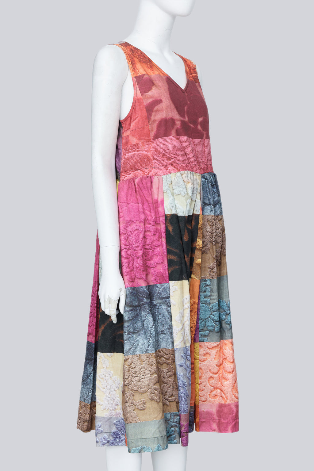 COMME DES GARÇONS TRICOT - A 2014 MULTICOLOURED PATCHWORK SLEEVELESS DRESS