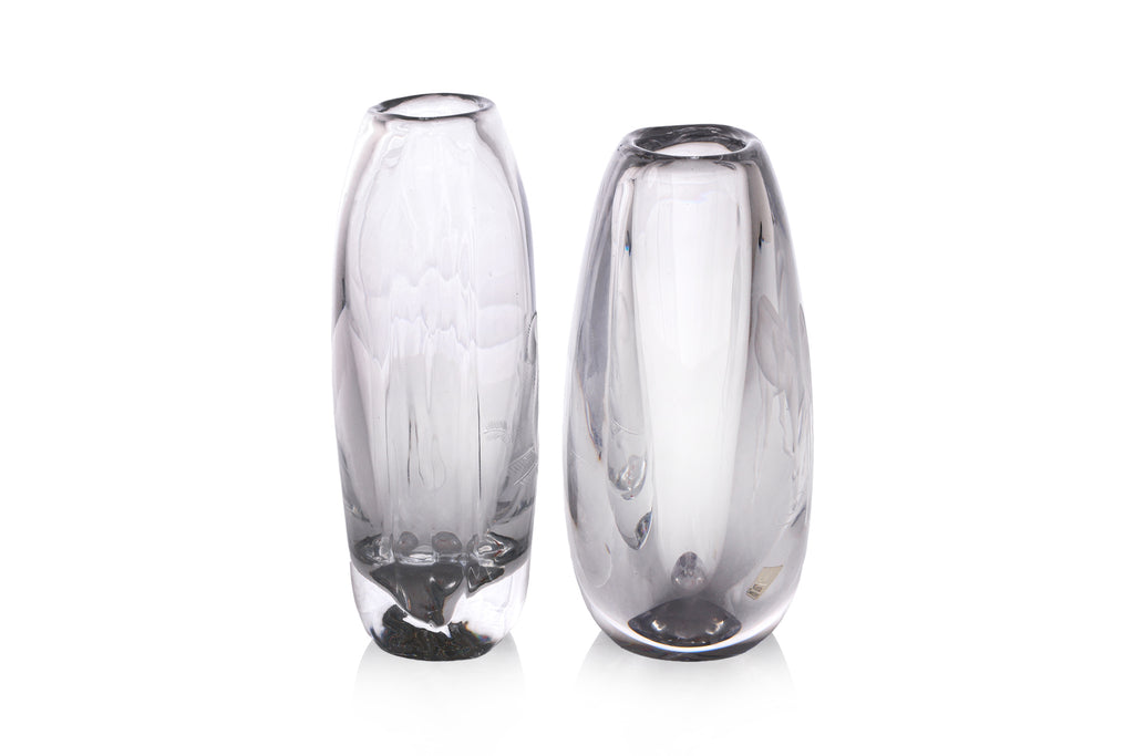 TWO KOSTA ETCHED 'DEER' AND 'SQUIRREL' GLASS VASES