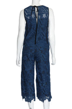 MSGM - A BLUE LACE TOP AND PANTS SET WITH BLACK TRIM