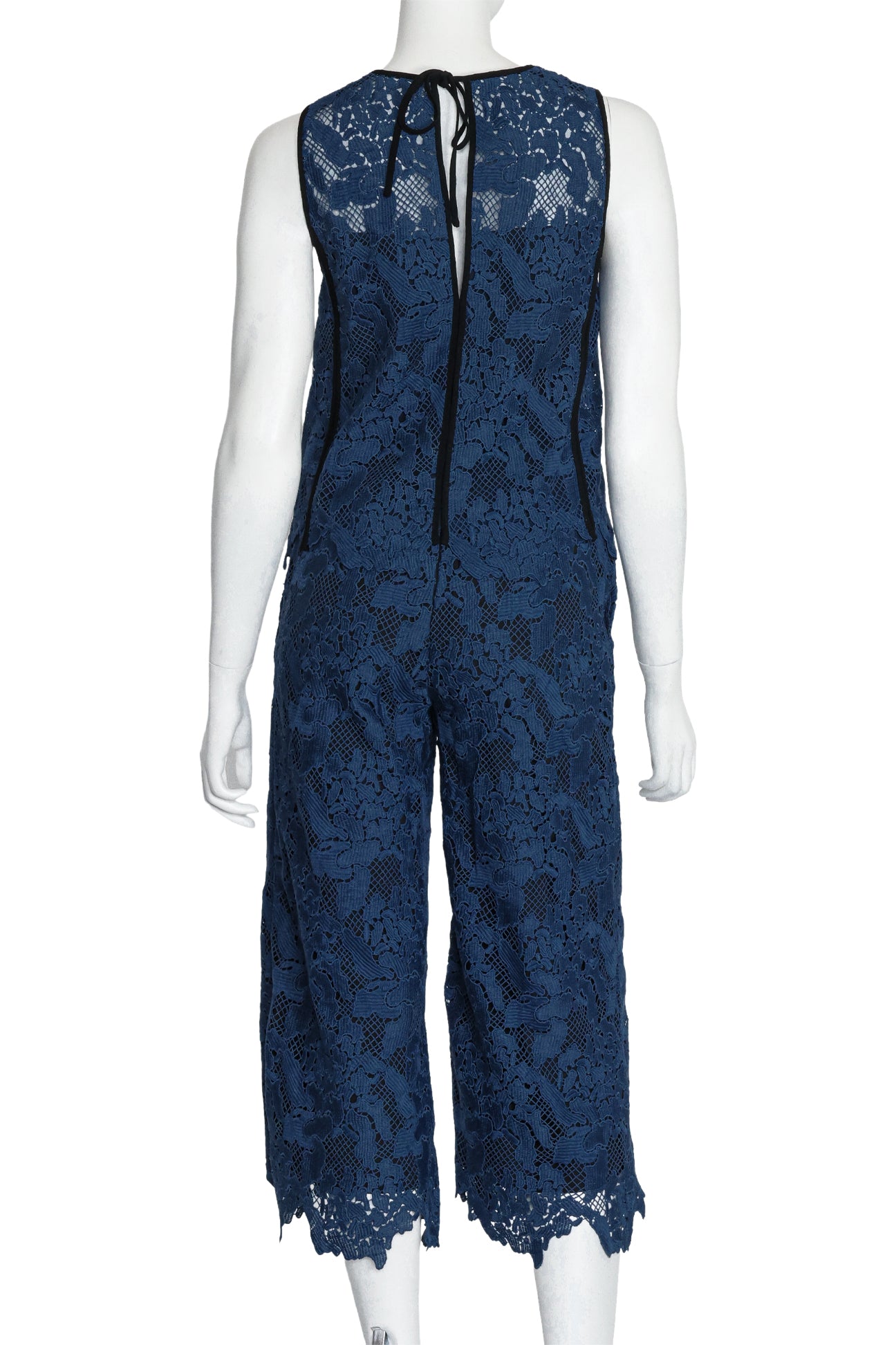 MSGM - A BLUE LACE TOP AND PANTS SET WITH BLACK TRIM