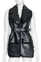 NOIR KEI NINOMIYA - A SYNTHETIC LEATHER AND FAUX FUR VEST, FALL RTW 2019