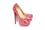 CHRISTIAN LOUBOUTIN - A PAIR OF 'DAFFODILE 160 PYTHON FRESH' PLATFORM PUMPS