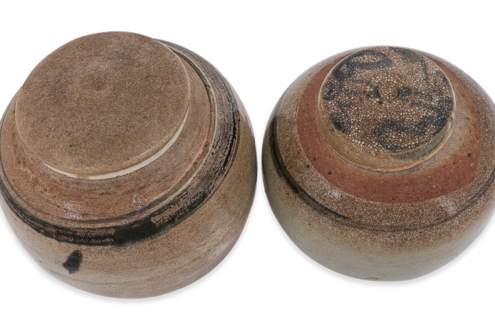 TWO BLUE AND WHITE JARS AND COVERS