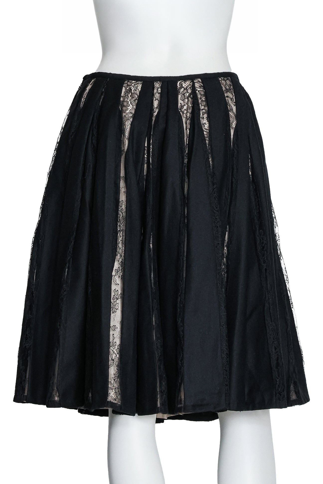 DRIES VAN NOTEN - A PEEKABOO LACE PANEL SKIRT