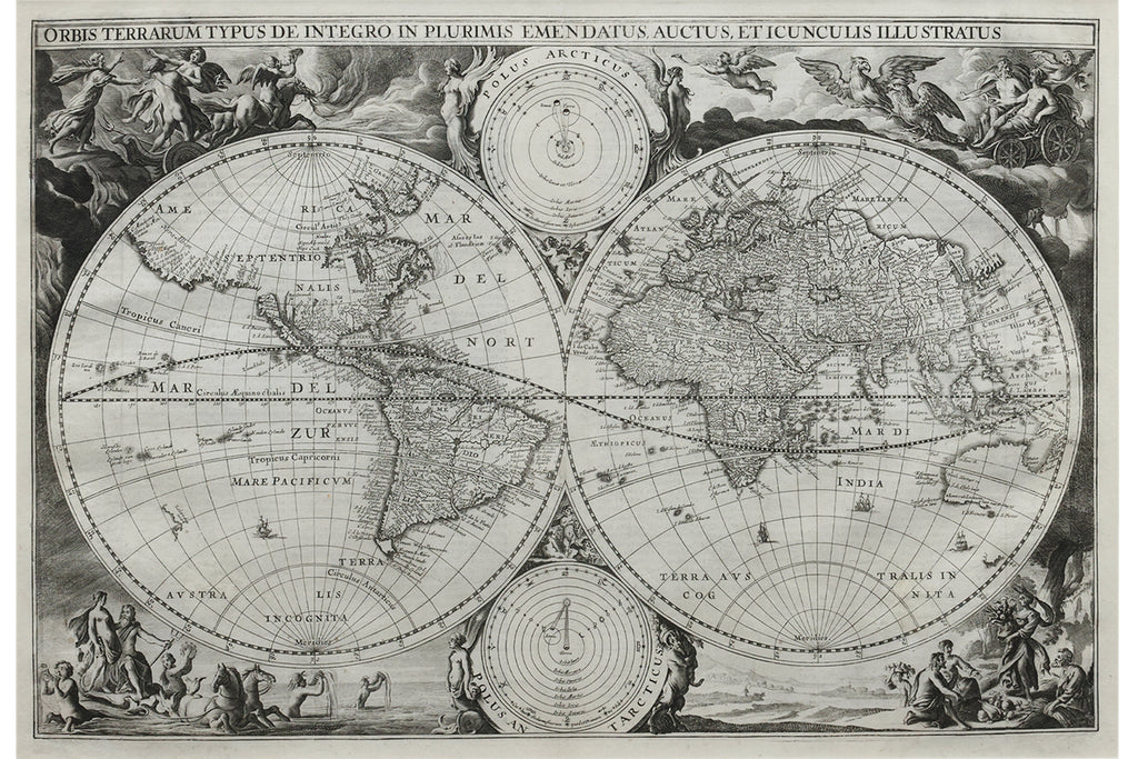 A MID-17TH CENTURY DUTCH BIBLE MAP OF THE WORLD