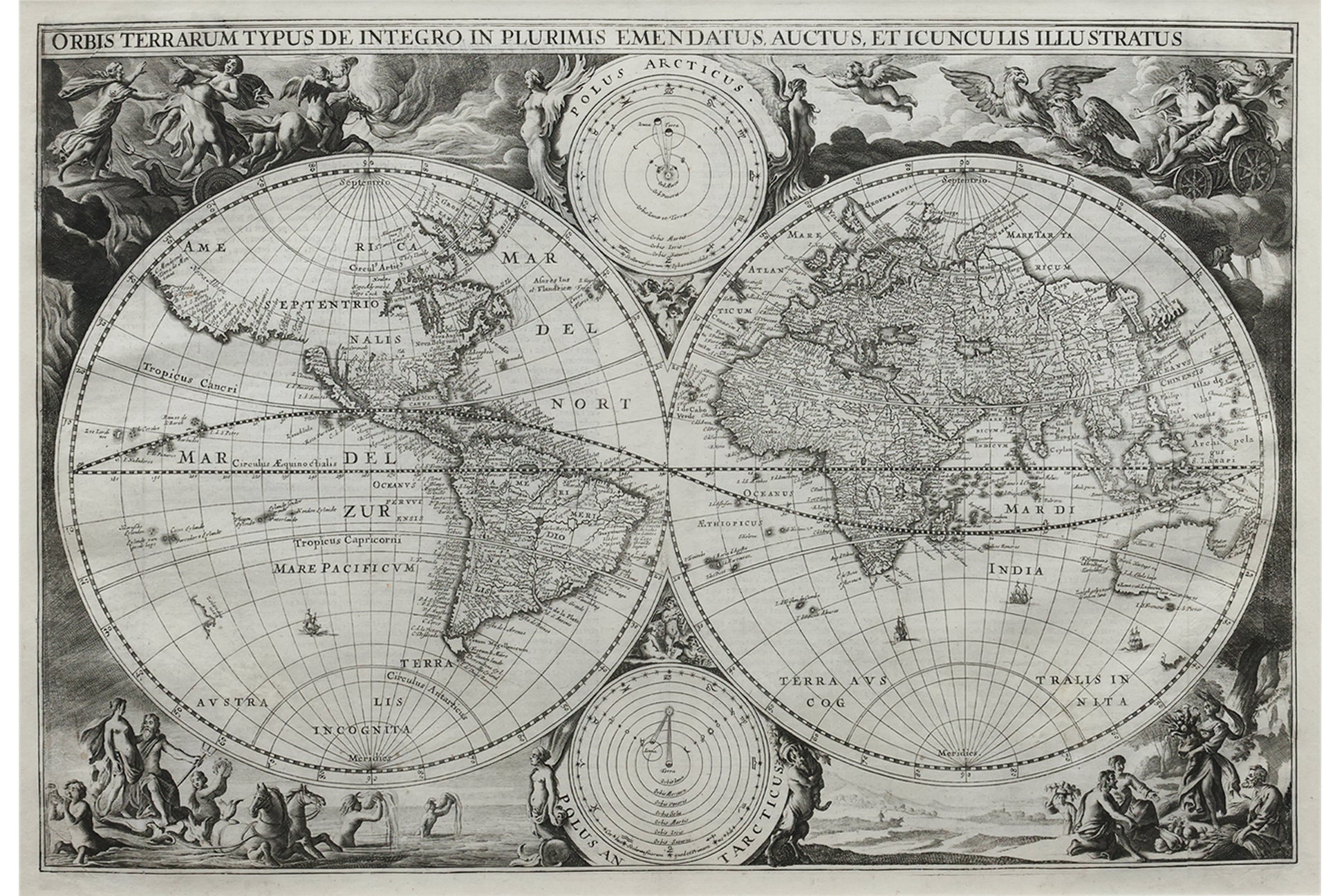 A MID-17TH CENTURY DUTCH BIBLE MAP OF THE WORLD