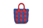 BOTTEGA VENETA – A RED AND BLUE NAPPA INTRECCIATO KEY HOLDER