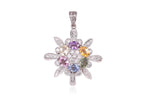 A MULTI-COLOUR SAPPHIRE AND DIAMOND 'FLOWER' PENDANT