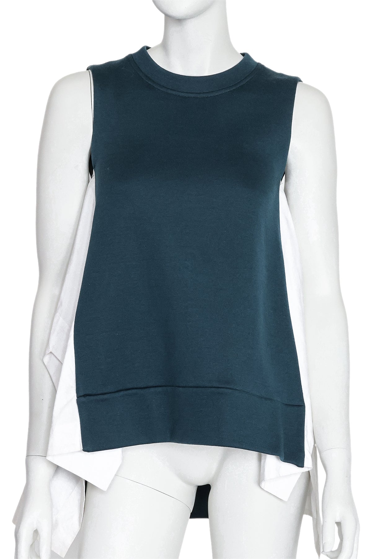 MARNI - A SLEEVELESS NAVY TOP WITH CONTRAST WHITE PANELS