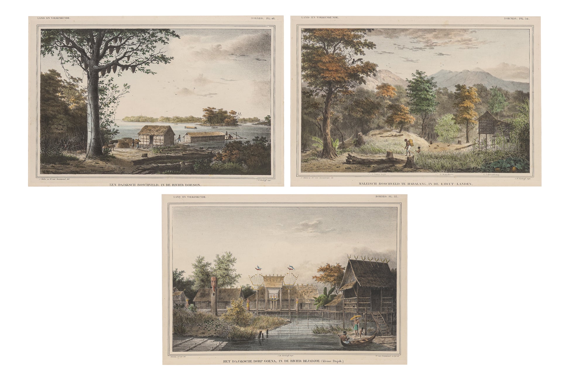 THREE ENGRAVINGS OF BORNEO, WILLEM JOHANNES GORDON, 1839-47