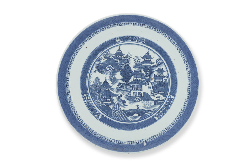 TWO BLUE AND WHITE PORCELAIN CHARGERS