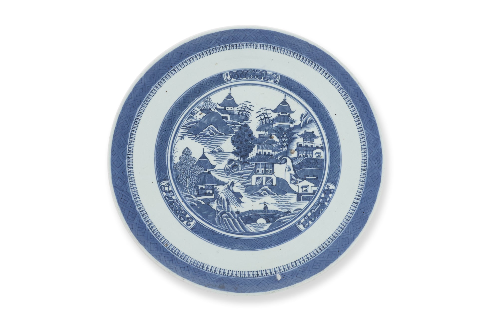 TWO BLUE AND WHITE PORCELAIN CHARGERS