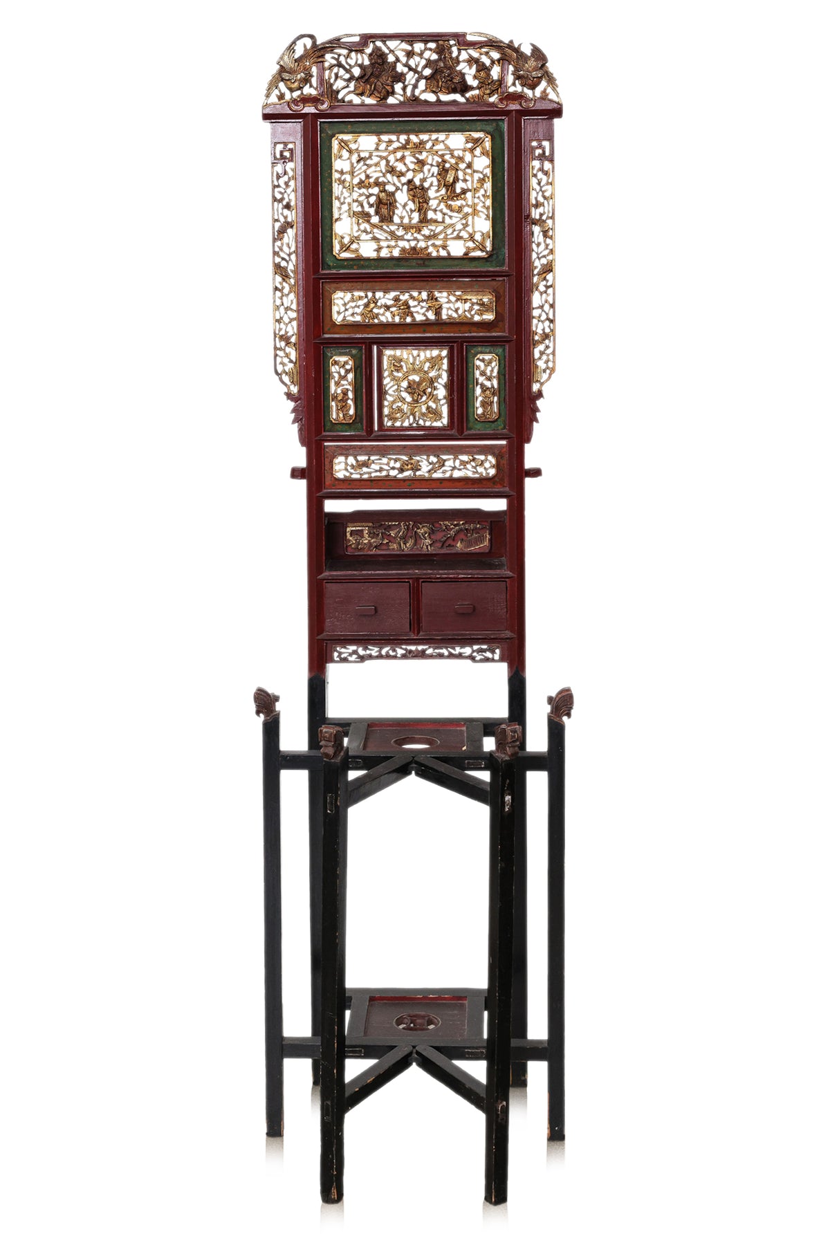 A GILT AND LACQUERED WASH STAND