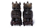 A PAIR OF JADE FOO LION-FORM VESSELS