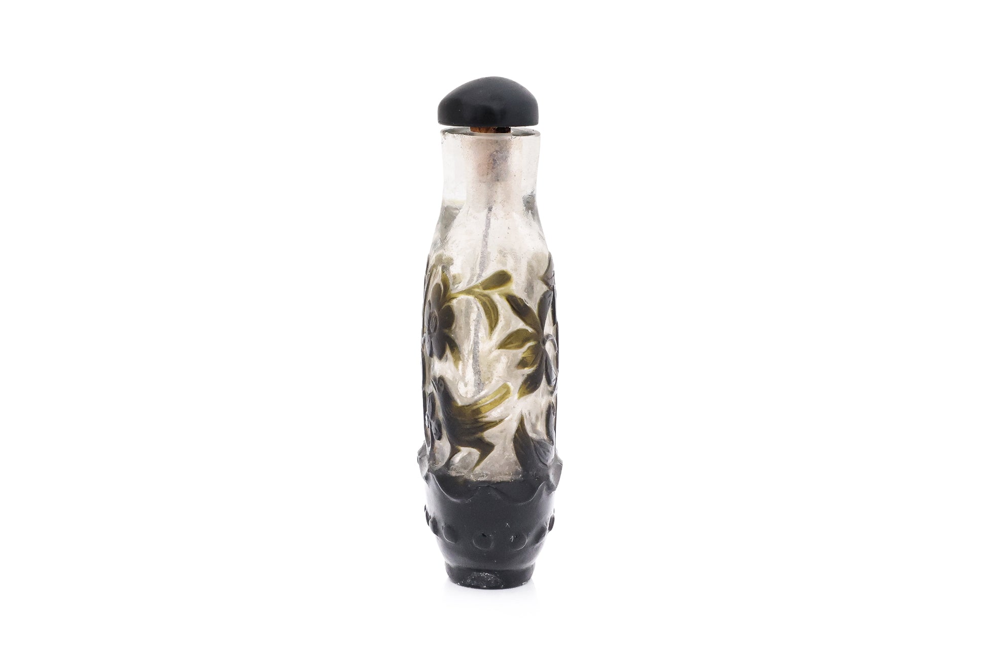 AN OVERLAY GLASS 'BIRD AND FLOWER' SNUFF BOTTLE