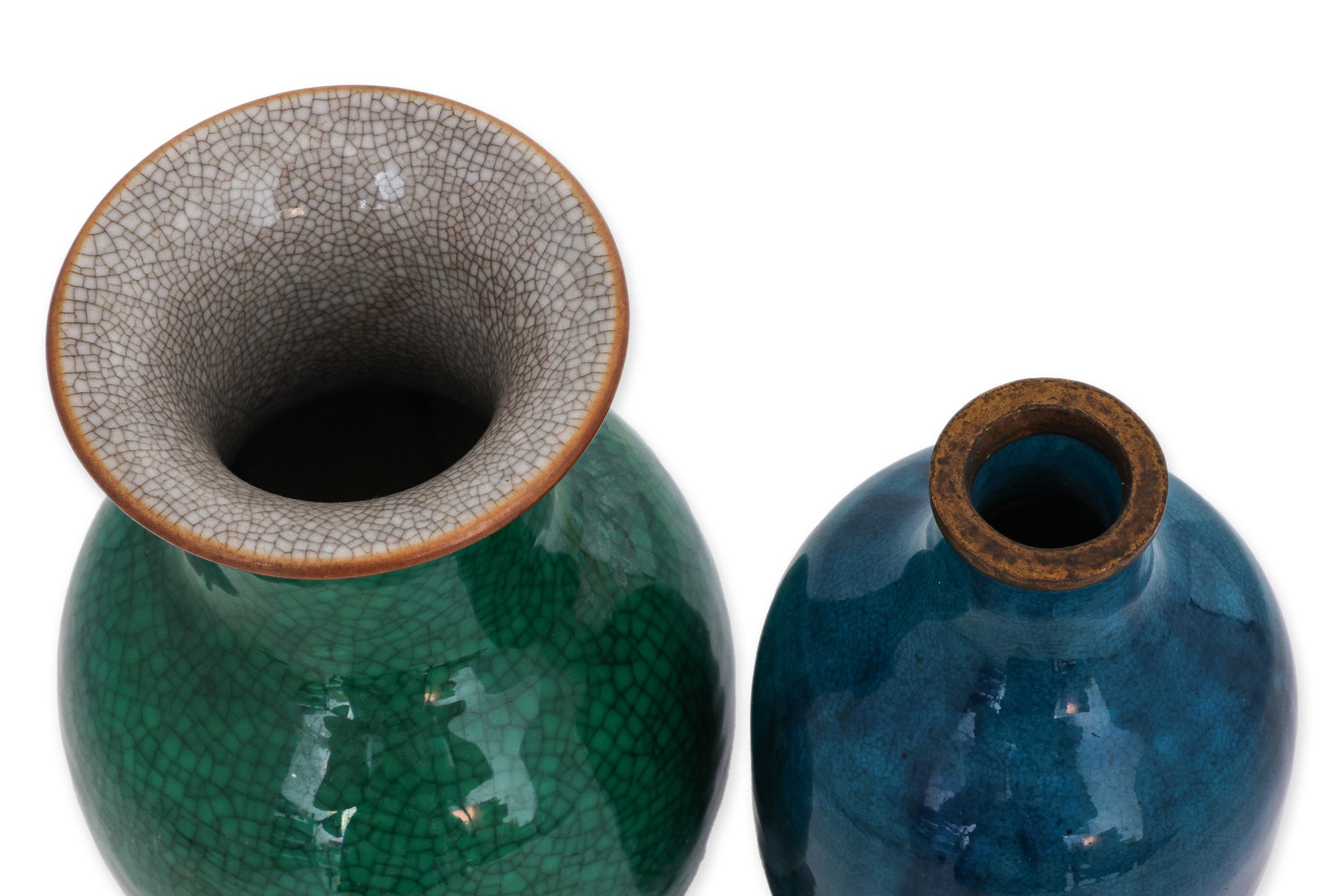 TWO MONOCHROME PORCELAIN VASES