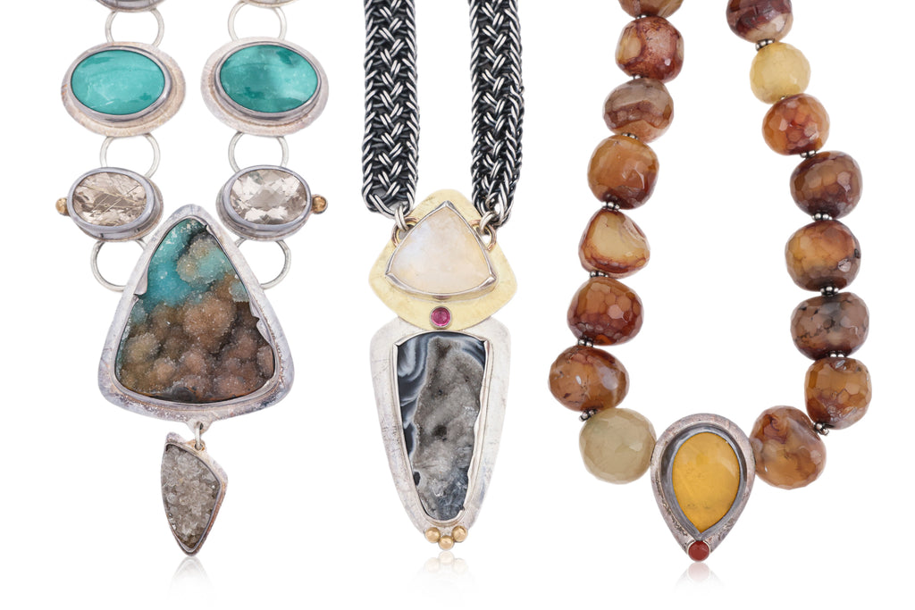 DP - THREE NECKLACES WITH SEMI-PRECIOUS STONES