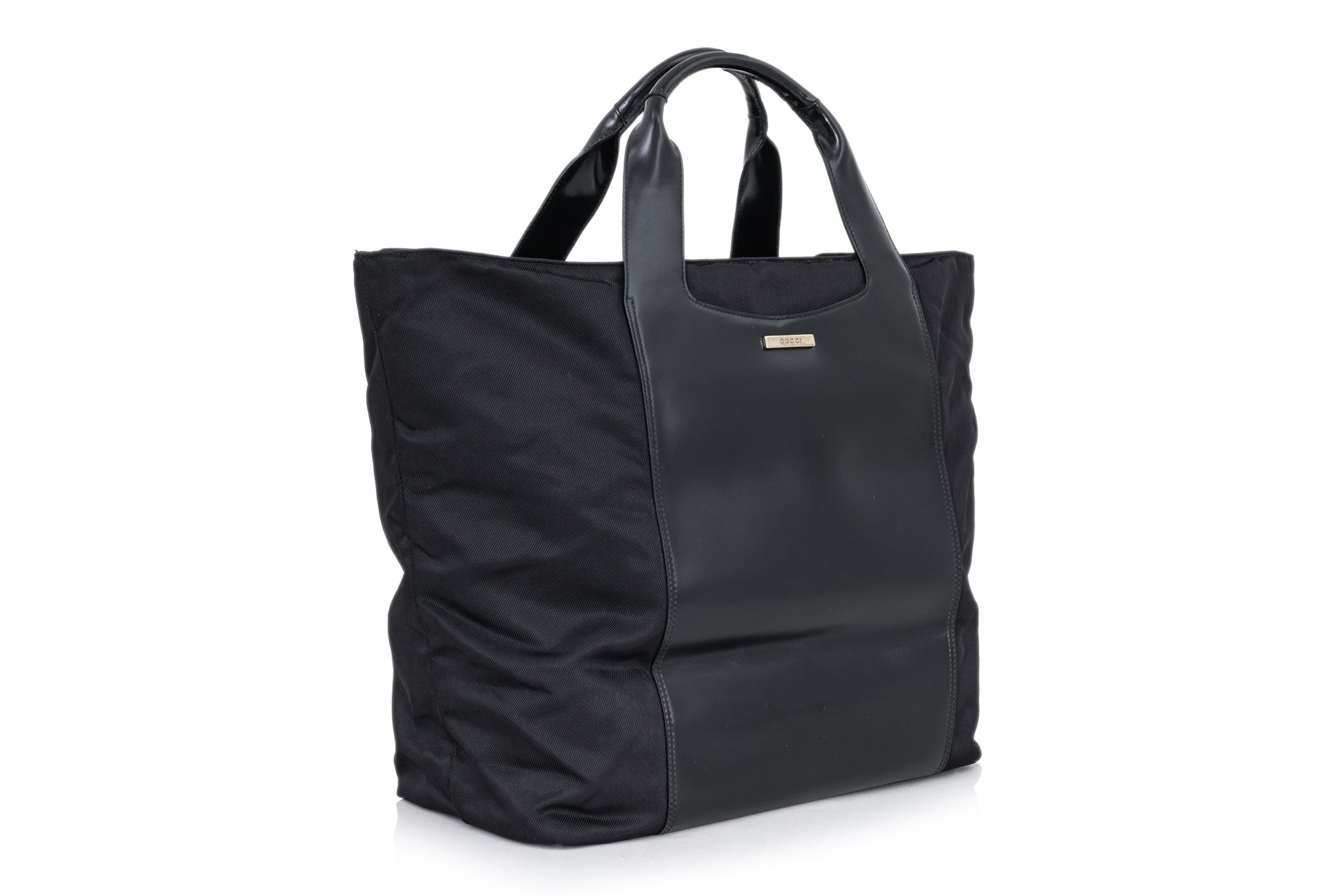 GUCCI - A LARGE LEATHER AND CANVAS TOTE