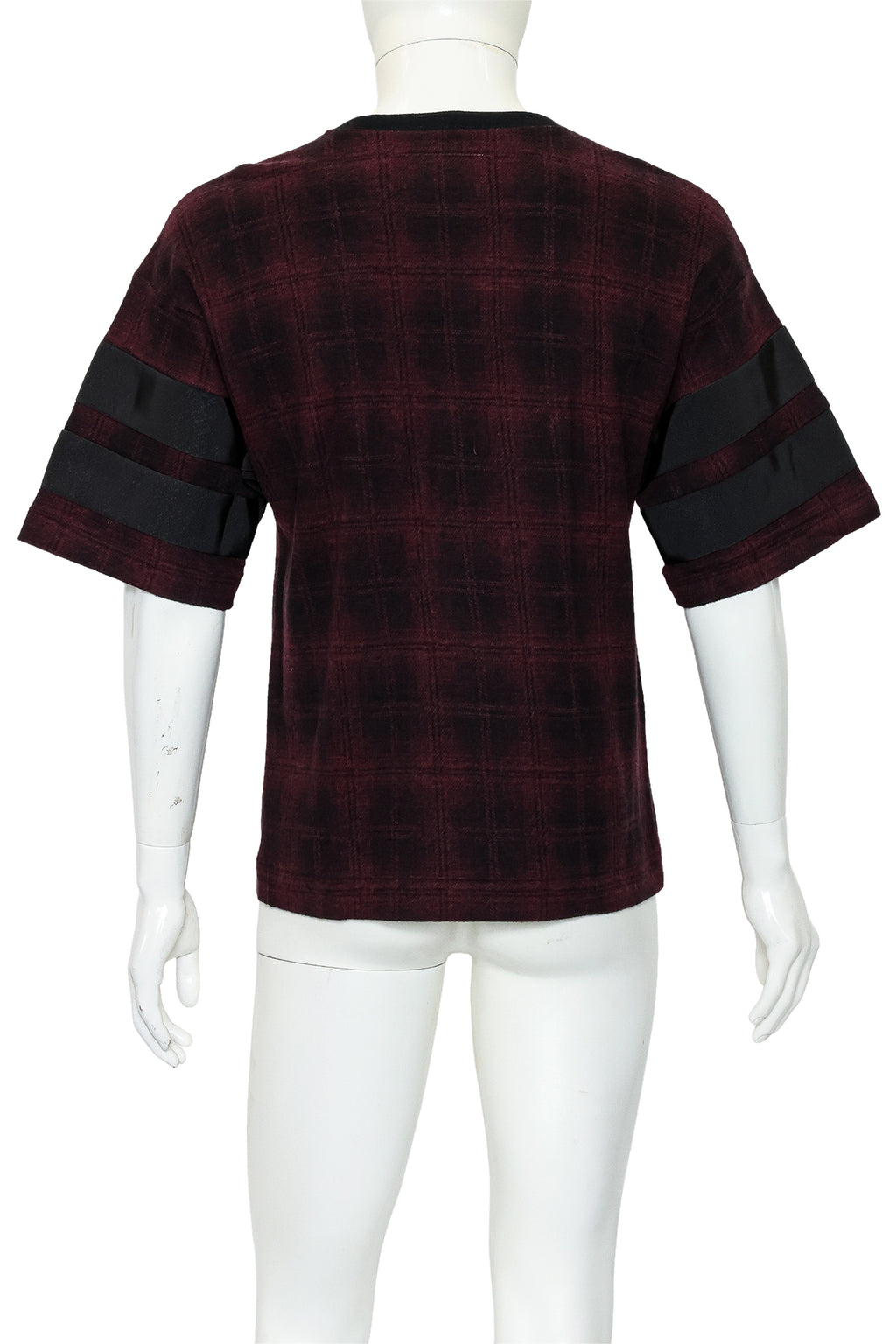 SACAI - A RED AND BLACK CHECKED SHORT SLEEVE COTTON TOP