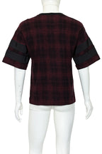 SACAI - A RED AND BLACK CHECKED SHORT SLEEVE COTTON TOP