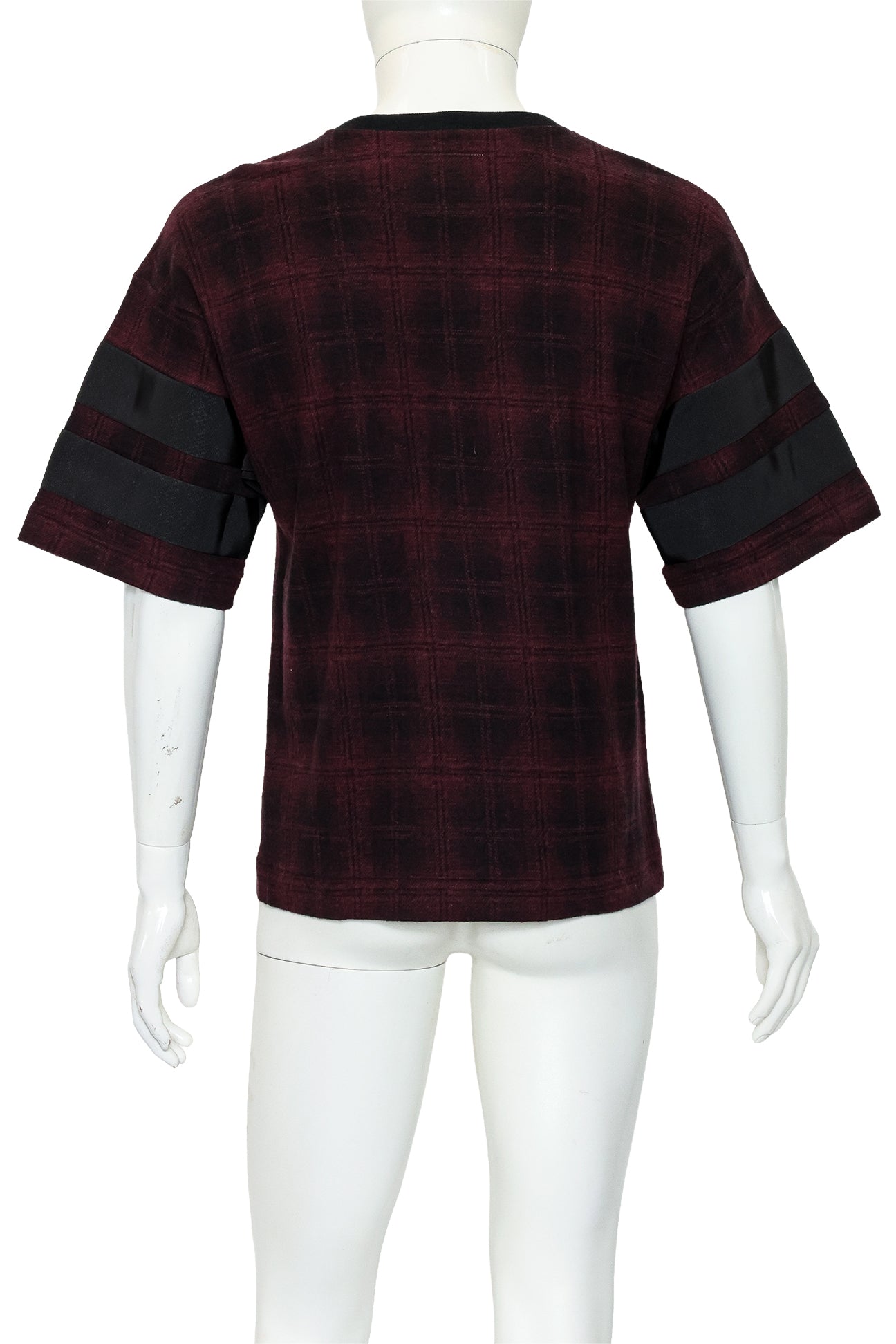 SACAI - A RED AND BLACK CHECKED SHORT SLEEVE COTTON TOP