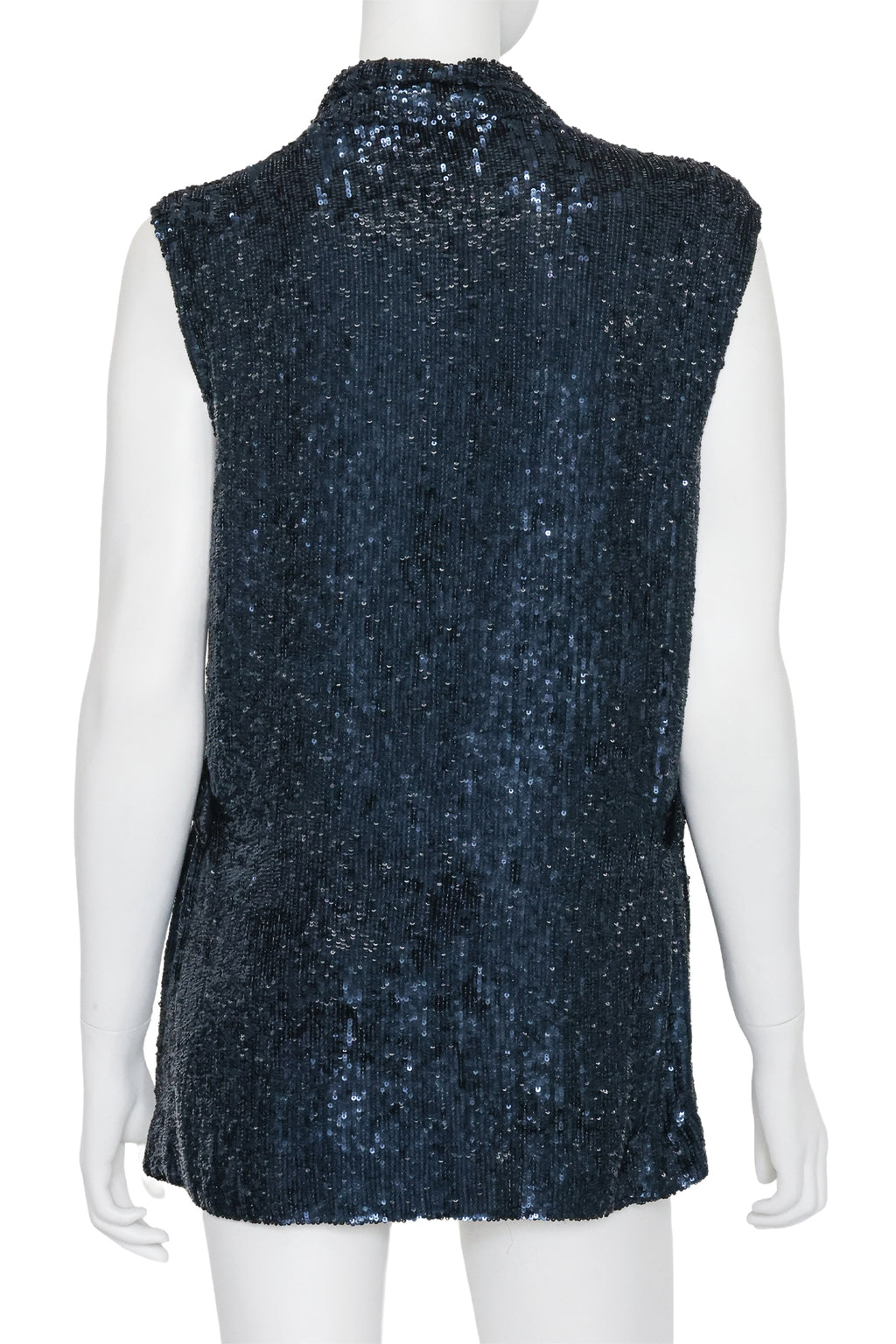 3.1 PHILLIP LIM - A SLEEVELESS BLACK SEQUINNED SILK VEST