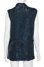 3.1 PHILLIP LIM - A SLEEVELESS BLACK SEQUINNED SILK VEST