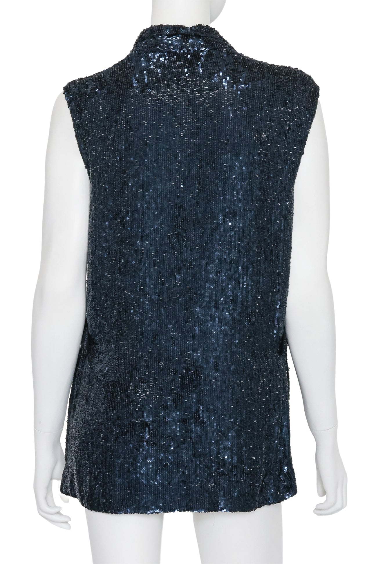 3.1 PHILLIP LIM - A SLEEVELESS BLACK SEQUINNED SILK VEST
