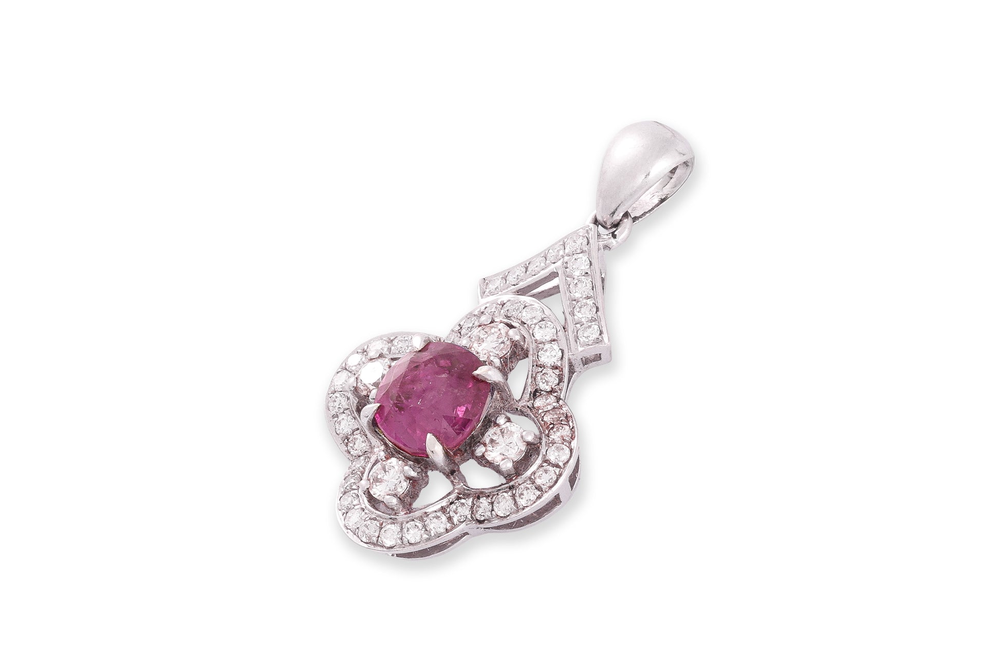 AN UNHEATED BURMESE RUBY AND DIAMOND PENDANT
