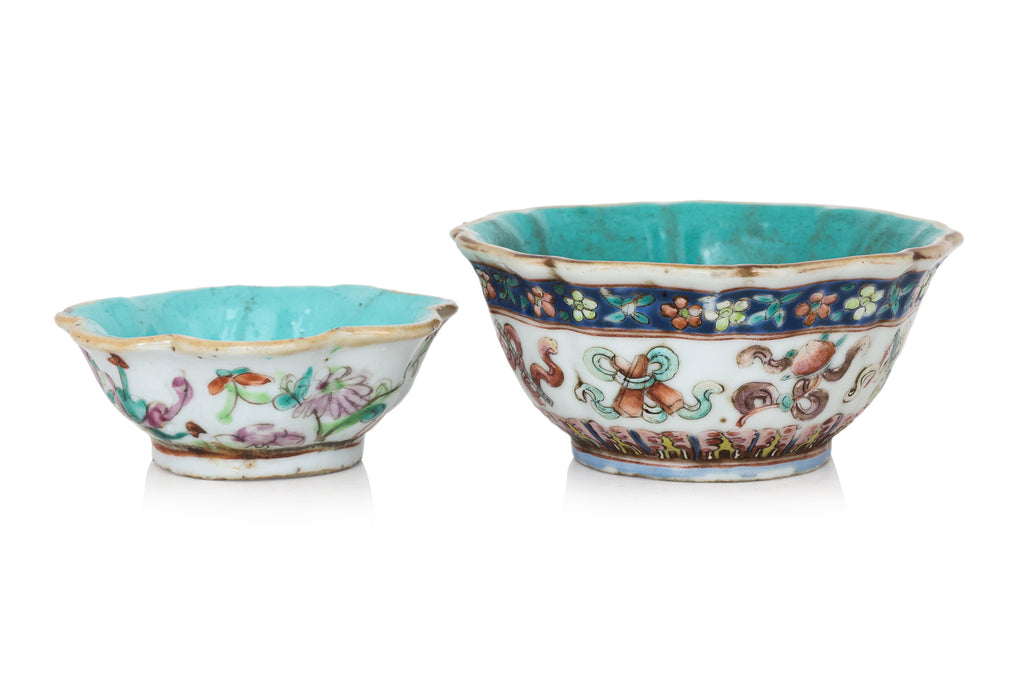 TWO FAMILLE ROSE PORCELAIN BOWLS