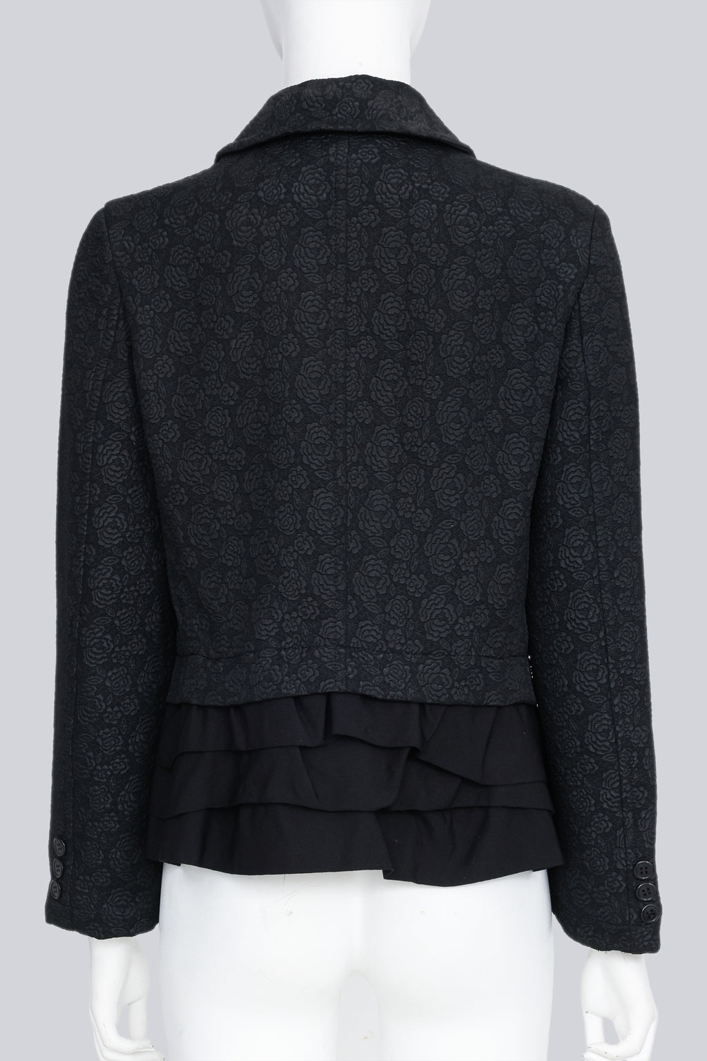 COMME DES GARCONS TRICOT - A 2017 BLACK PLEATED FLORAL EMRBOIDERED JACKET