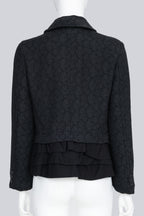 COMME DES GARCONS TRICOT - A 2017 BLACK PLEATED FLORAL EMRBOIDERED JACKET