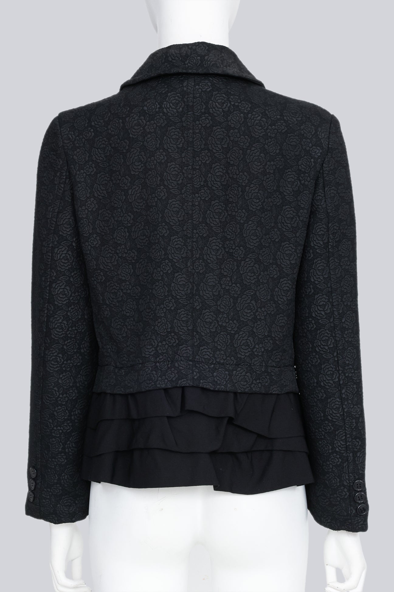 COMME DES GARCONS TRICOT - A 2017 BLACK PLEATED FLORAL EMRBOIDERED JACKET