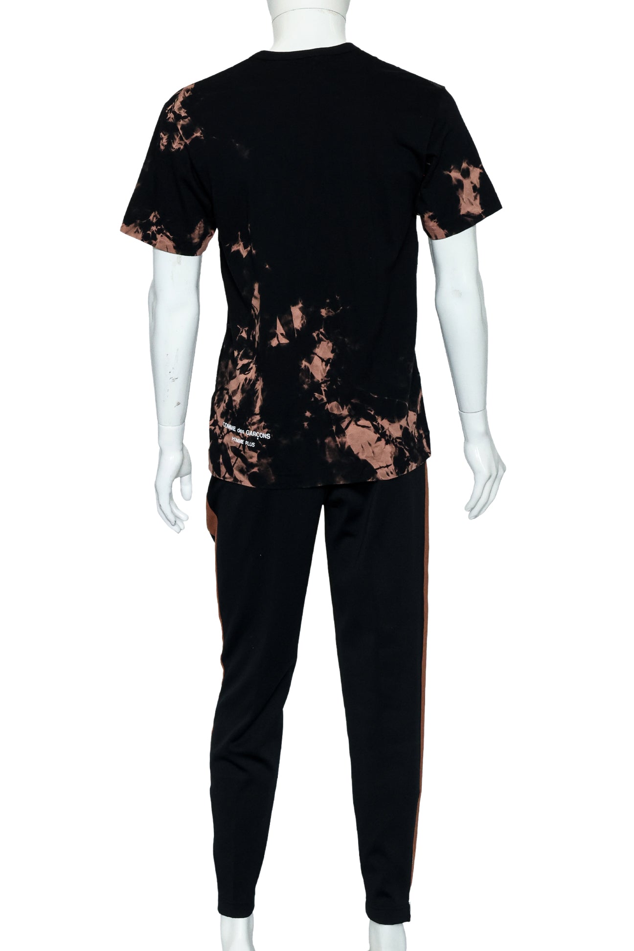 COMME DES GARCONS HOMME PLUS - A BLACK AND ORANGE T-SHIRT AND TRACK PANTS ENSEMBLE