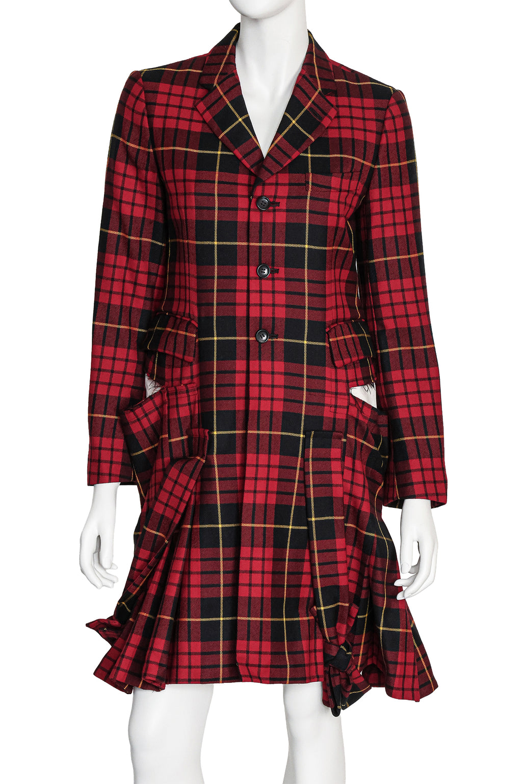 COMME DES GARÇONS - A RED TARTAN WOOL COAT, FALL RTW 2016