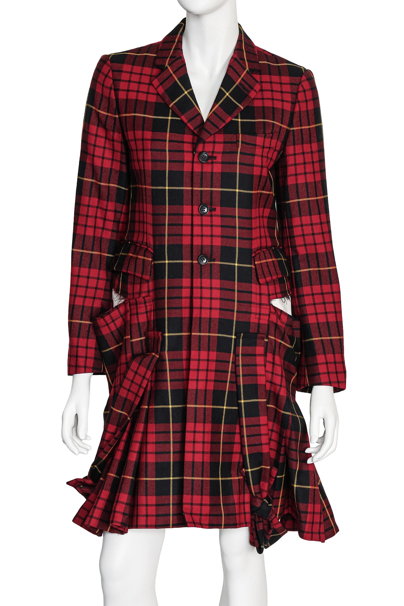 COMME DES GARÇONS - A RED TARTAN WOOL COAT, FALL RTW 2016